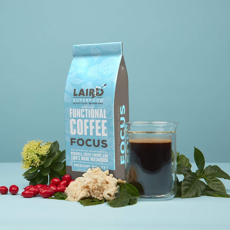 Laird Superfood Focus Coffee, Medium Roast Ground Coffee Infused with