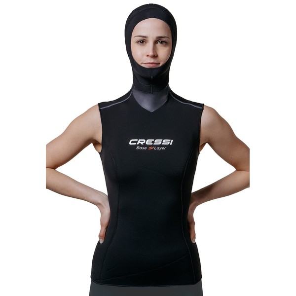 Cressi Base Layer Hood Vest Lady 2.5-5mm sous-Combinaison avec Capuche intégrée Women's, Noir, M