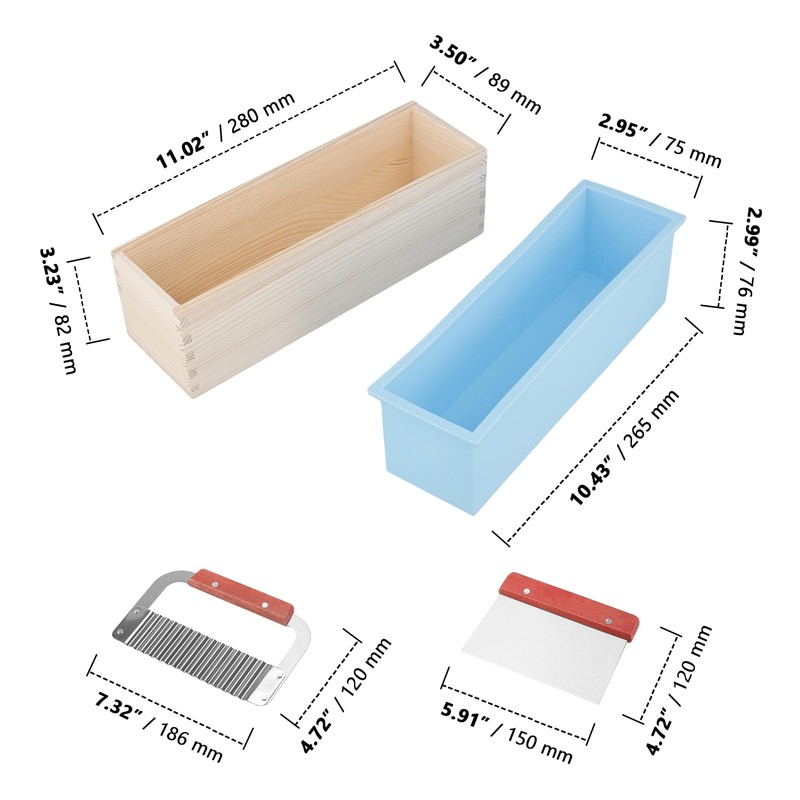 3PCS 42 oz Blue Silicone Soap Molds with 2 Cutters,