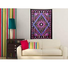 Burning Sun Tapestry Boho Hippie Aesthetic Sun Moon Stars Psychedelic Tapestry For Bedroom Living Room Dorm Decor Tapestries Star Mystic Celestial Bohemian Tarot Card Wall Hanging Size 30x40 Inch