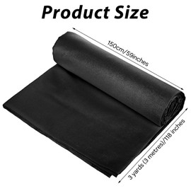 100% Black Cotton Fabric 3 Yards 59 Inches Wide Cotton Quilting Fabric by The Yard, Soft Embroidery Muslin Fabrics for Sewing Material Apparel Cloth(Black)