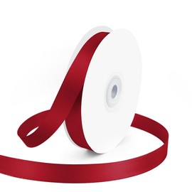 KMER LIFE 5/8" Wide x 50 Yards Wine Red Single Faced Polyester Satin Ribbon, Wine Red Satin Ribbon Perfect for Wedding Decor, Wreath, Crafts, Gift Wrapping & Other Projects (Wine Red)