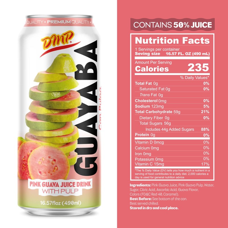 De Mi Pais Guava Juice with Pulp, Premium Quality Fruit