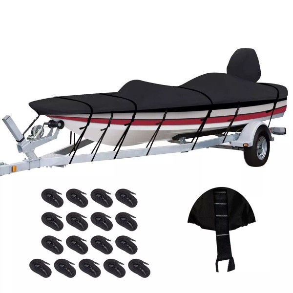 Tuszom Custom Fit Bass Boat Cover with Motor Cover, True