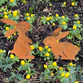 Storm's Gartenzaubereien Garden Stake – Easter Bunny, Set of 2 for Inserting 16-13 cm Large Rabbits for Easter Decoration in Rust Look