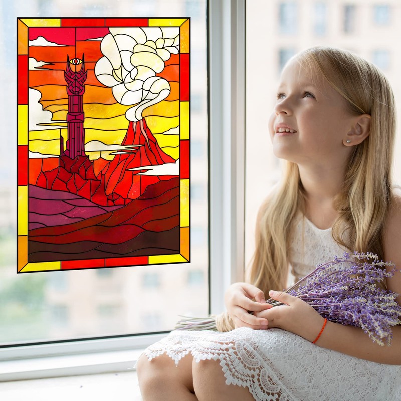 Rings Lord Dark Land Stained Glass Window Film (11"X16")