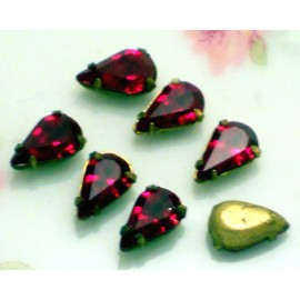 #276 Vintage Rhinestones Ruby Red Pear Shape 8mm Setting Pronged NOS OLD