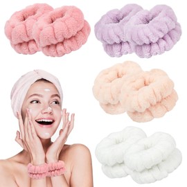 Pack of 8 Face Wash Bracelets, Microfibre Wrist Wash Band for Washing Face Absorbent Water Sweatband for Makeup Face Skin Care Spa Prevent Water Running into the Sleeves