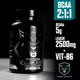 Vitastrong BCAA 211 | 100% Pure L-Leucine, L-Isoleucine, L-Valine with Vitamin B6 | Pre- and Post-Workout Supplements