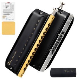 EAST TOP Chromatic Harmonica Key of C,12 Holes 48 Tones Professional Mouth Organ Dream Chromatic Harmonica for Adults, Professionals and Students,BLACK