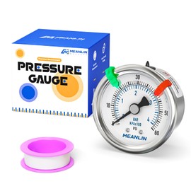 MEANLIN MEASURE 0~60Psi Dry Pressure Gauge Stainless Steel 1/4" NPT 2" FACE DIAL Waterproof for Pool Filter Pump Water Air Compressor Tire Pressure Tester Back Mount (with 2PCS Snaps)