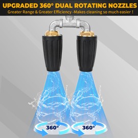 REVICOAR Dual Turbo Nozzle Pressure Washer 4000 PSI, 360° Rotating Pressure Washer Nozzle Tips with 1/4" Quick Connector, 2.0 Orifice Twin Turbo Nozzle, Power Washer Nozzle Tips(4-6 GPM)