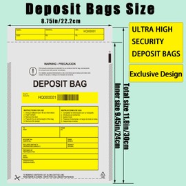 Plastic Deposit Bags 9''x12'', Opaque Security Bank Deposits Bags,Cash register bags,Money bag for Cash,Bank Pocket,Tamper-Evident Bags,Unique Barcode (100-Pack Opaque 9''x12'')