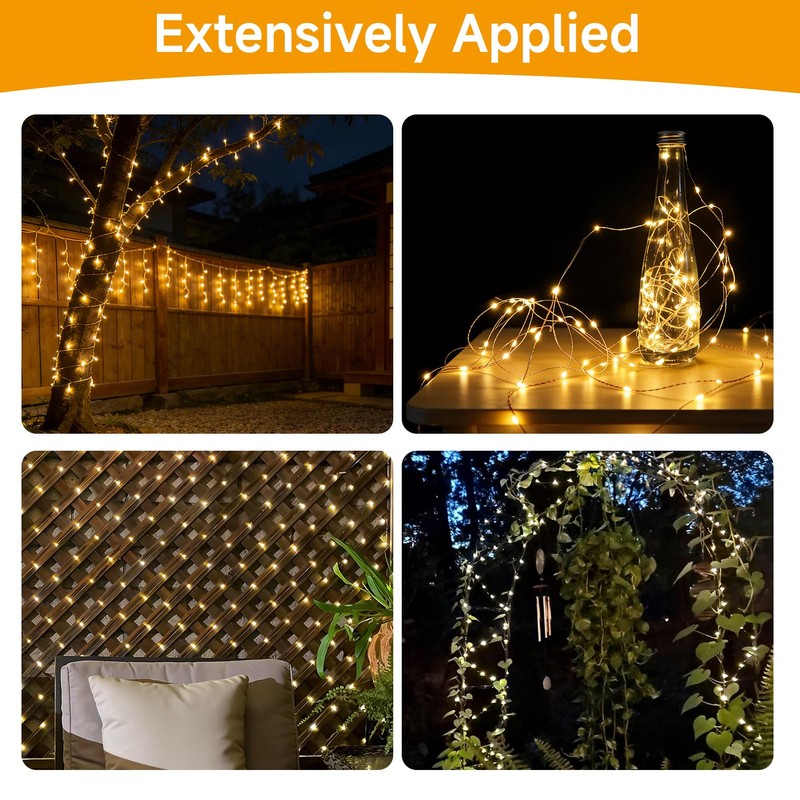 Nextpal 16ft 50 LED Solar Copper String Lights Outdoor, Waterproof