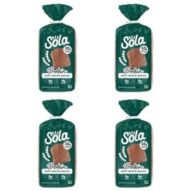 Sola Protein Soft Baked Regular White Bread Loaf, 20 oz, Pack Of 4