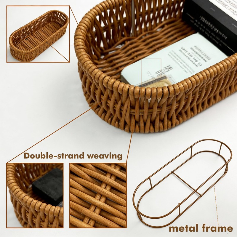 Dealpoli Wicker Storage Basket, Rattan Baskets for Storage, Hand-Woven Wicker