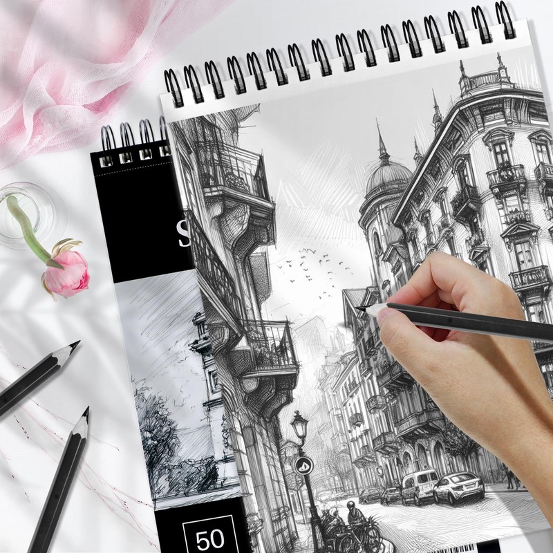 Artecho A4 Sketch Book, 200gsm Hardcover Spiral Bound Sketch Pad,