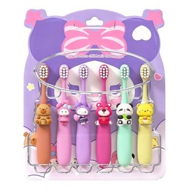 Capybara - Cepillos de dientes para niños, 6 unidades, cerdas extra suaves, cabezales de cepillo pequeños, de 3 a 12 años, divertidos cepillos de dientes de baño y viaje para niños y niñas