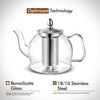 HIWARE 1500ml Glass Teapot with Removable Infuser, Stovetop Safe Tea