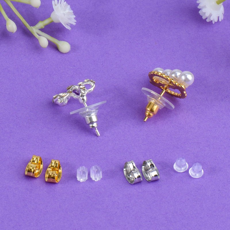 7 Styles Silicone Earring Backs Replacements for Studs/Droopy Ears/Heavy Earring,550Pcs