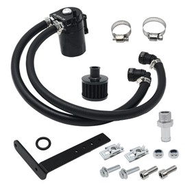 DUZFOREI Oil Separator Reservoir Tank Engine Polish Baffled, 400ml Oil Catch Can Kit, Passenger Side with Breather Filter, Replacement for Ford F150 2011-2019 2.7EB 3.5EB 5.0