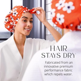 GRACE & COMPANY Luxury Shower Cap For Women - 100% Waterproof, Reusable, Washable & Breathable Shower Caps - Casablanca