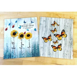 Handmade Faith Hope Love Sunflower Butterfly Cover Set 4 use with Classic Happy Planner-
