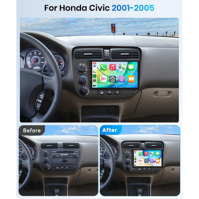 4+64G Android Car Radio Stereo for Honda Civic 2001-2005 with