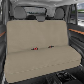 Motor Trend AquaShield Waterproof Rear Bench Seat Covers for Cars, SUV, & Trucks Rear Seat Cover Only - Beige Car Seats Cover for Back Bench - Durable Neoprene Spill Resistant for Kids & Dogs