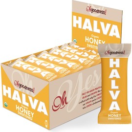 Oh, Goodness! Organic Halva Bars - Paleo Approved - No Additives, Refined-Sugar, or Artificial Sweeteners - 40g Each - 16 Pack (Honey)