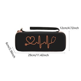 TENOL Stethoscope Carrying Case Travel Storage Bag with Pocket Waterproof Wear Resistant with Wrist Strap Professional Organizer, Black