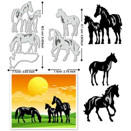 BENECREAT 2pcs Horse Cutting Dies Setting Sun Carbon Steel Stencil Metal Embossing Stencils for Paper Card Making Decoration DIY Scrapbooking Album Craft Home Decor