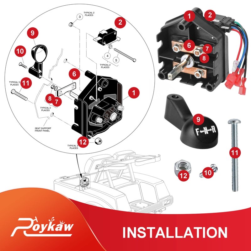 Roykaw Golf Cart Forward and Reverse Switch Assembly with Handle