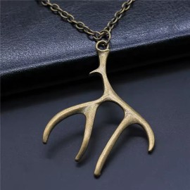 Unbranded Christmas Jewelry Gift Simple Deer Antlers Giraffe Pendant Necklace For Kids - Bronze