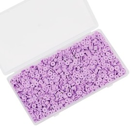 Auvoau 2000Pcs White Clay Beads Polymer Clay Flat Beads 6mm Round Heishi Vinyl Beads for DIY Craft Gift Adults Bracelets Necklace Jewelry Making Earring Accessories Light Purple
