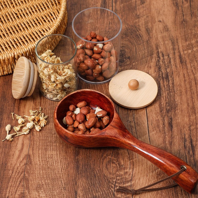 Large Wood Scoop Bath Salt Scoop, 8 Inch Wooden Kitchen