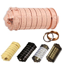MINGZE Da Vinci Code, Cylinder Lock Box Mini Cryptex Retro Alphabet Lock Valentine's Day Girlfriend Boyfriend Christmas Birthday Interesting Creative Romantic Gift (Rose Gold)