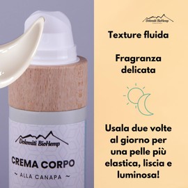 Dolomiti BioHemp Körpercreme mit Hanf und Hyaluronsäure – tiefe Feuchtigkeit und natürliches Anti-Aging – 100 % natürlich und pflanzlich – 100 ml