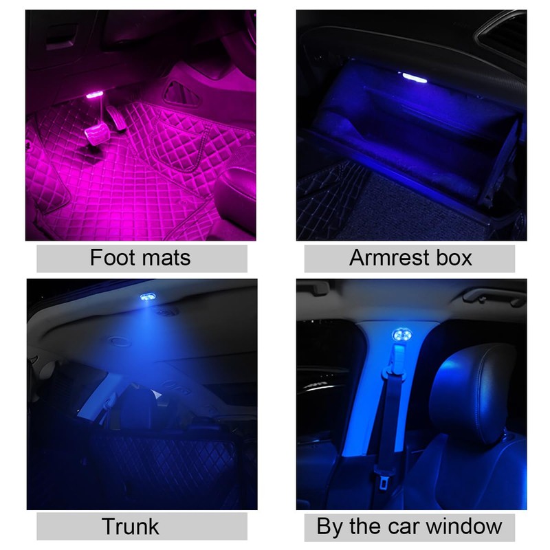 Car Interior Wireless Led Lights, 7 Colors Car Ambient Lighting