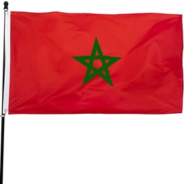 DANF Morocco Flag 3x5 Ft Thick Polyester, Fade Resistant, Brass Grommets, Canvas Header Moroccan National Flags with 3 X 5 Feet