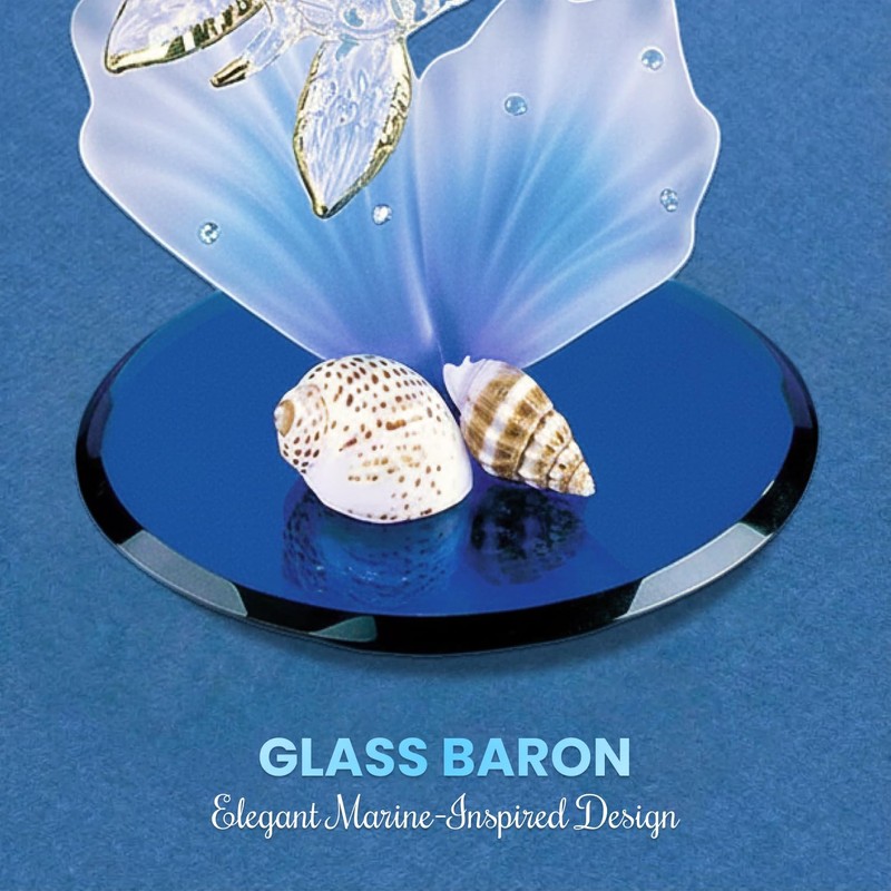 Glass Baron Sea Turtle with Blue Coral Figurine