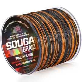 Sougayilang fishing line-320 yards - Abrasion Resistant Braided Lines – Incredible Superline – Zero Stretch – Smaller Diameter – A Must-Have! - Color: Orange Gray, model/lb: 40LB