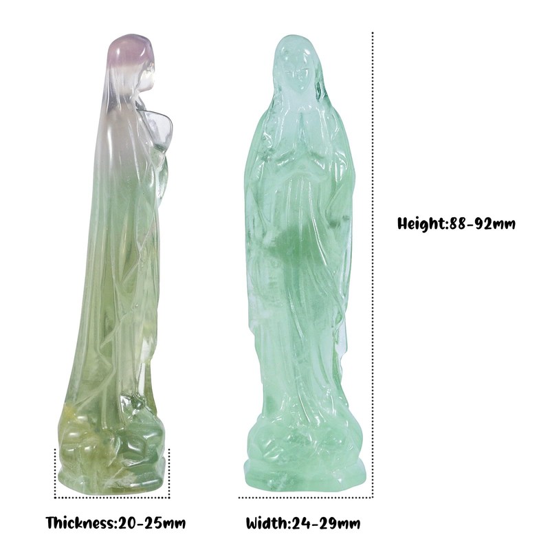 mookaitedecor Fluorite Crystal Praying Virgin Mary Figure, Decorative Mother of