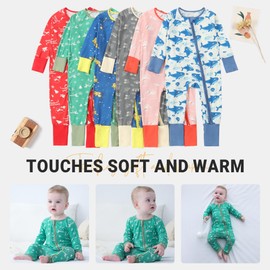 COOKY.D Baby Boys Bamboo Infant Jumpsuit Breathable Zipper Footed Sleepsuit Cute Cartoon Design Girls, Deer 6-12 Months