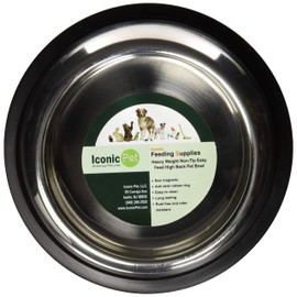 Iconic Pet 12 Cup Heavy Weight Non-Skid Easy Feed High Back Pet Bowl For Dog Or Cat (2 Pack)