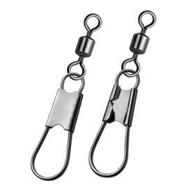 Natufish Fishing Snap Swivels & Barrel Swivels - 50 Pack 14# Stainless Steel Corrosion-Resistant Saltwater/Freshwater Swivel Clips with Safety Interlock & Ball Bearing for Fishing Lures, Leader Lines
