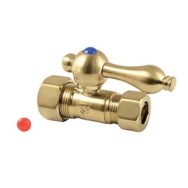 Kingston Brass CC44457 5/8" OD Comp x 1/2" OD Comp Straight Shut Off Valve, Brushed Brass