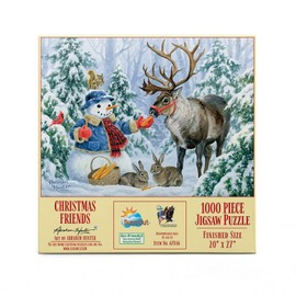 SUNSOUT INC - Christmas Friends - 1000 pc Jigsaw Puzzle by Artist: Abraham Hunter - Finished Size 20" x 27" Christmas - MPN# 67846