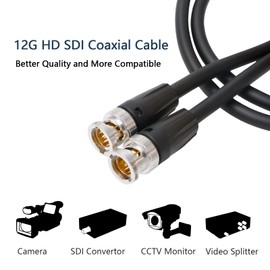 Alvin's Cables Neutrik BNC Male to Male 12G HD SDI Coaxial Cable for 4K Video Camera 1M