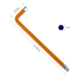 Skweawert 5mm Ball End Allen Hex Key Wrench, Inner Hexagon Spanner, L Shaped Long Arm S2 Steel Repairing Tool